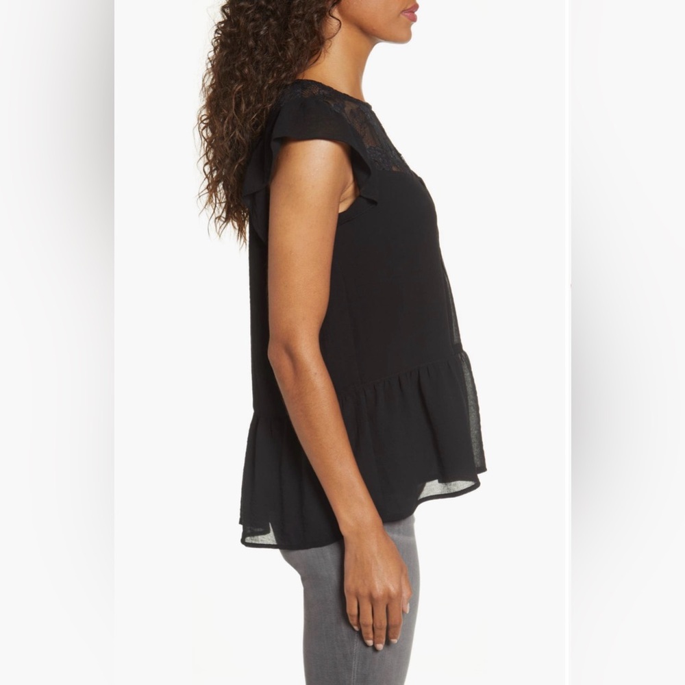 Gibson Black Lace Ruffle Blouse - Picture 5 of 12